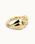 AMADEO - 18k Yellow Gold & Fresh Water Pearl Piercing Ring