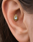 BIG AREDRANE - 18k Yellow Gold & Topaz Piercing Stud