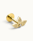 18k gold leaf stud earring with diamond accent, luxury piercing jewelry for ear or nose