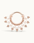 DIHYA - Anneau de Piercing Perles D'eau Douces et Or Rose 18k