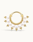 DIHYA - Anneau de Piercing Perles D'eau Douces et Or Jaune 18k