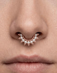 DIHYA - 18k Rose Gold & Fresh Water Pearls Piercing Ring