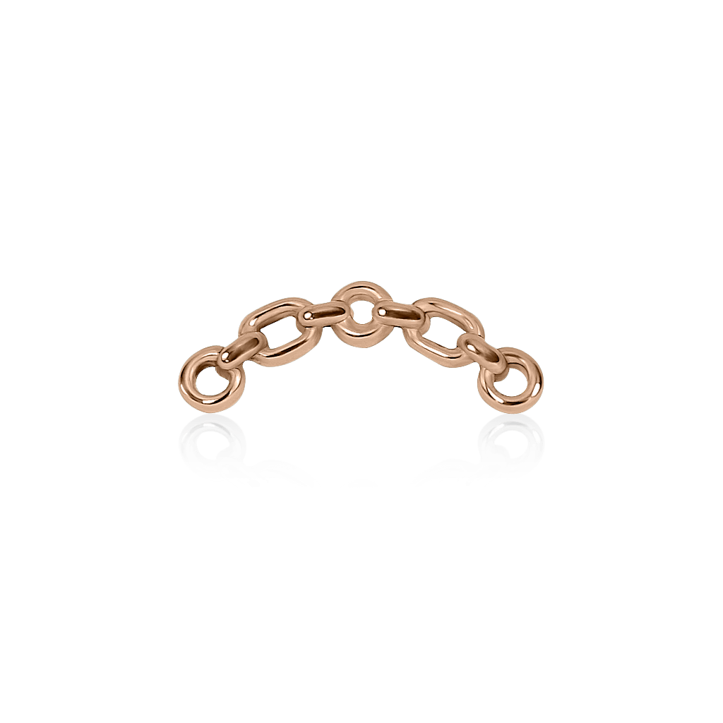Curved chain mesh convict ear piercing stud in 18k rose gold