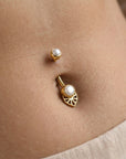 SITA - 18k Yellow Gold & Fresh Water Pearls Navel Piercing