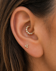 18k gold ear piercing jewelry with diamonds, elegant luxury design for cartilage and lobe