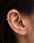 18k gold ear cuff with delicate beads, elegant piercing jewelry for cartilage