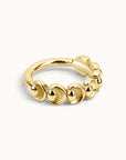 18k gold piercing hoop with textured bead design, luxury body jewelry for ear or nose