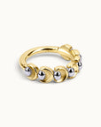 18k gold piercing ring with silver beads, luxury body jewelry for ear or nose