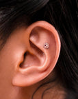 JUDITH - 18k Rose Gold & Garnet Piercing Stud