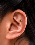 JUDITH - 18k Yellow Gold & Garnet Piercing Stud