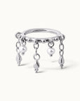 KAHENA - 18k White Gold & Fresh Water Pearls Piercing Ring