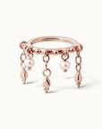 KAHENA - Anneau de Piercing Perles D'eau Douces et Or Rose 18k