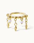 KAHENA - Anneau de Piercing Perles D'eau Douces et Or Jaune 18k