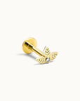 18k gold leaf piercing jewelry with diamond accent, luxury body jewelry for ear or nose