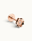 18k rose gold flower stud with diamond center, luxury piercing jewelry for ear or nose