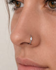 18k gold nose ring with marquise diamond, luxury piercing jewelry for nose