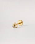 18k gold piercing earring with diamond accents, luxury handmade body jewelry