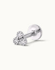 18k gold stud earring with three diamond clusters, luxury piercing jewelry for ear or nose