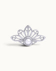 Silver lotus flower piercing stud with a central white pearl