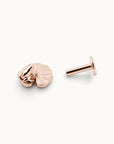18k rose gold frog on lily pad piercing stud, luxury handmade body jewelry for ear or nose