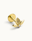 18k gold butterfly piercing with diamond, luxury body jewelry for ear or nose