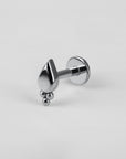 Teardrop-shaped 18k white gold ear piercing stud