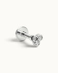 18k gold nose piercing stud with three round diamonds, luxury body jewelry for elegant style