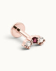 TRINAE - 18k Rose Gold & Diamonds Ruby Piercing Stud