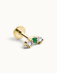 TRINAE - 18k Yellow Gold & Diamonds Tsavorite Piercing Stud