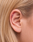 TRINAE - 18k Rose Gold & Diamonds Ruby Piercing Stud
