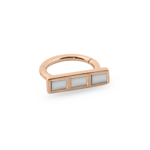 Piercing ring GABY 18k red gold with cacholong
