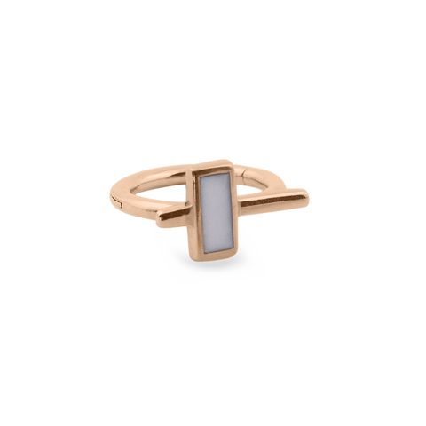 Piercing ring JANE 18k red gold with cacholong