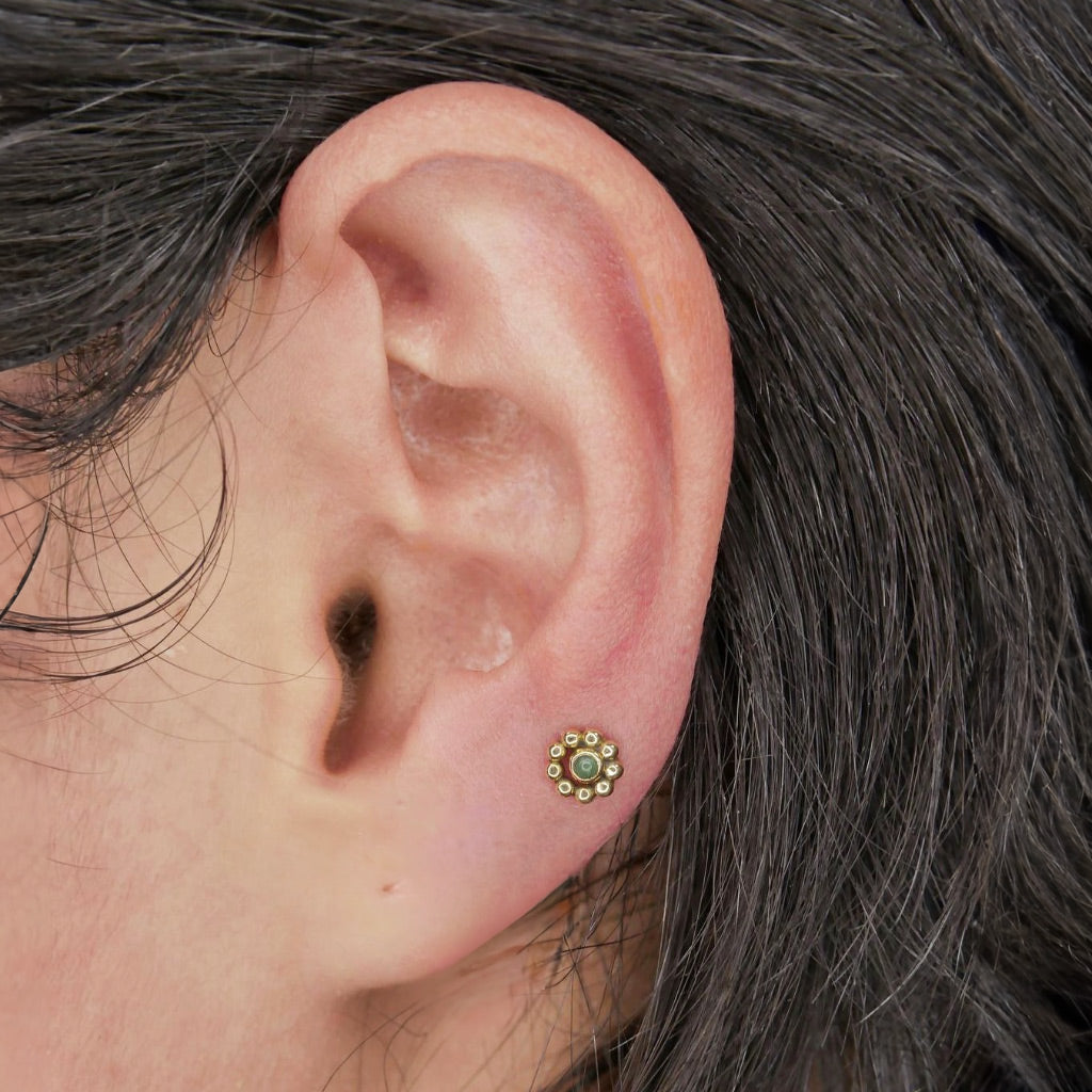 LOUISETTE - 18k gold beads piercing stud for helix and others