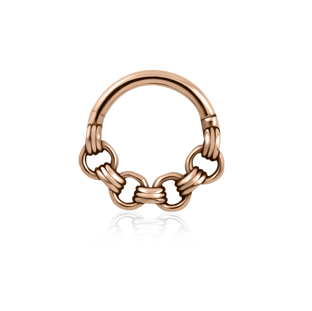 Front-facing chunky chain-link inspired piercing ring 18k rose gold