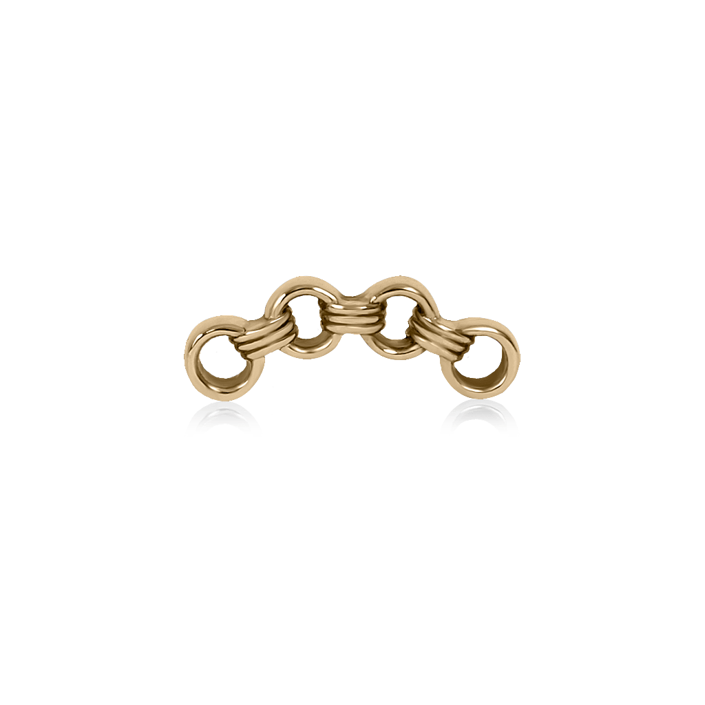 Chunky three chain-link inspired piercing stud 18k yellow solid gold