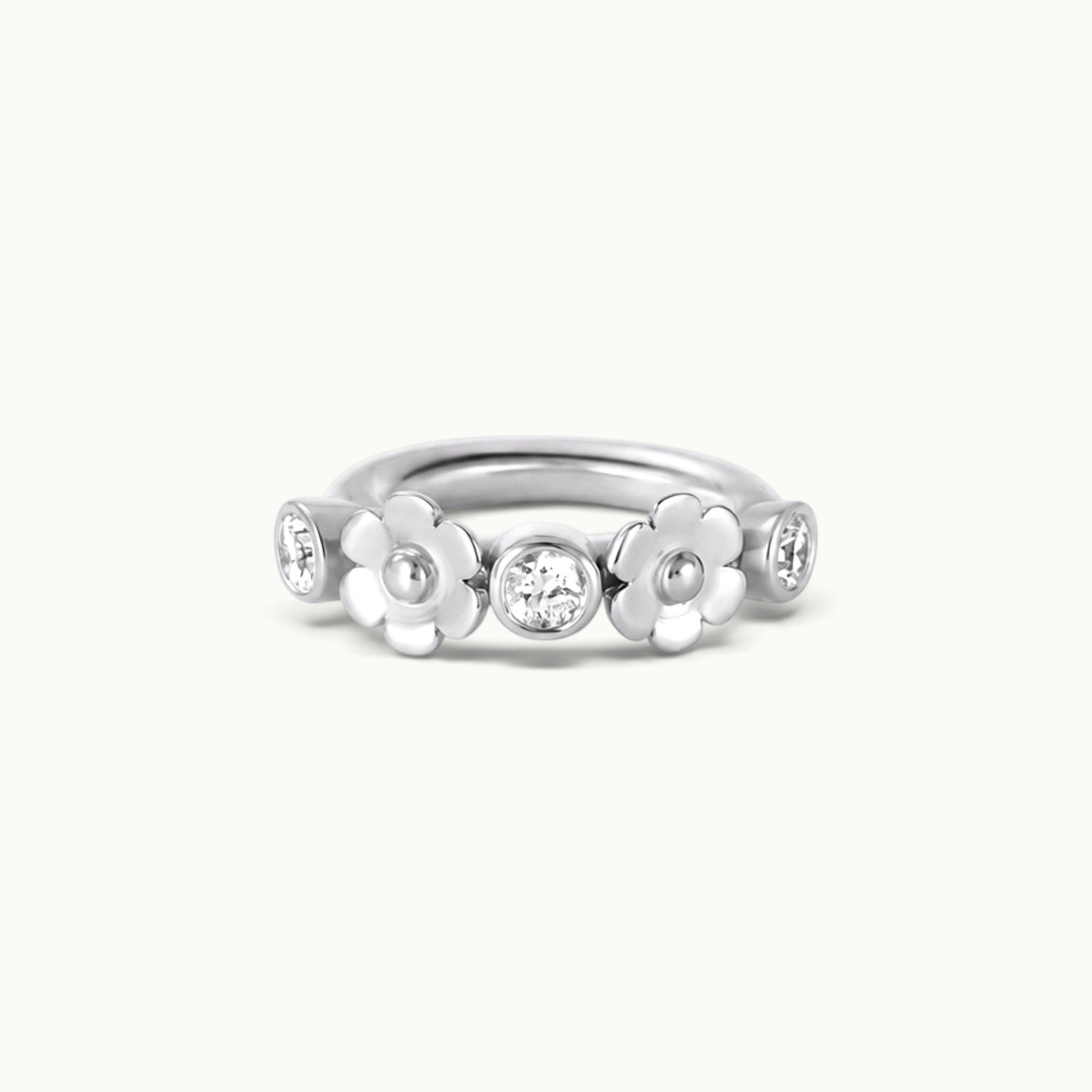 18k gold flower ring with diamonds, luxury piercing jewelry for ear, nose, navel