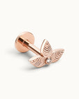Rose gold leaf stud earring with diamond accent, luxury 18k gold piercing jewelry for ear