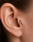 18k gold leaf ear piercing with diamond, luxury fine jewelry for elegant style