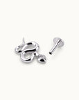 Snake-shaped 18k gold piercing jewelry with diamond eye, luxury body jewelry for ear or nose