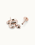 Rose gold snake piercing jewelry with diamond eye, luxury 18k gold body jewelry for ear or nose