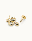 18k gold snake ear piercing with diamond eye, luxury body jewelry for ear, nose, navel