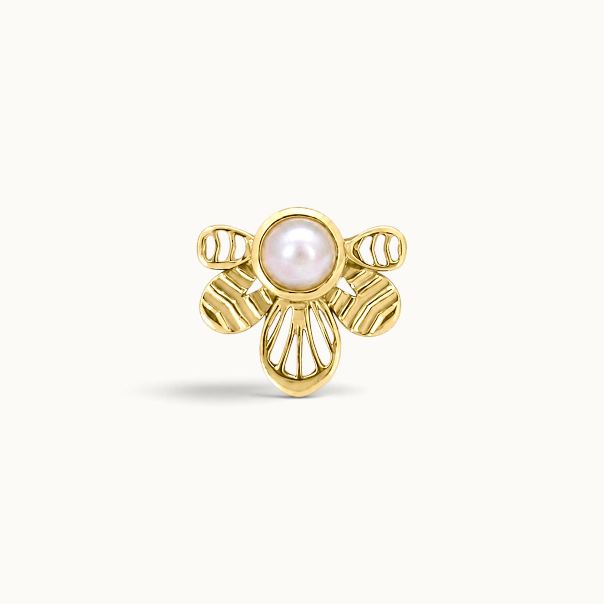 BIG TIZIZWIT - 18k Yellow Gold &amp; Fresh Water Pearl Piercing Stud