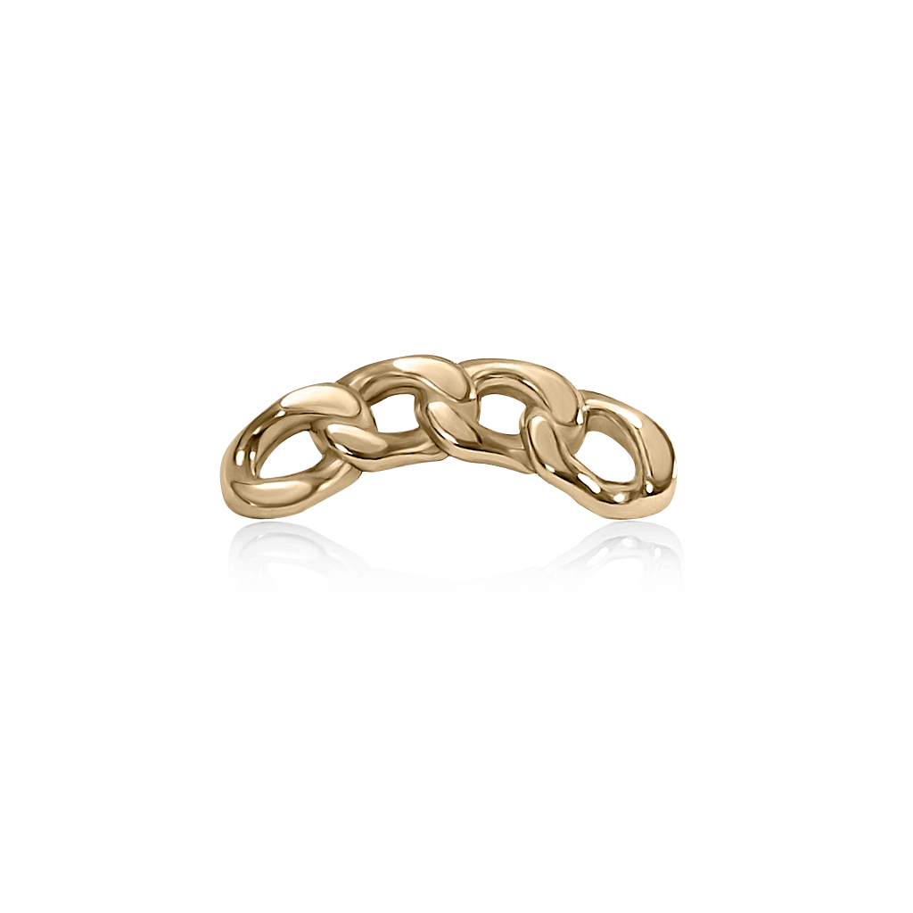 Chunky and bold cuban link piercing stud in 18k yellow gold