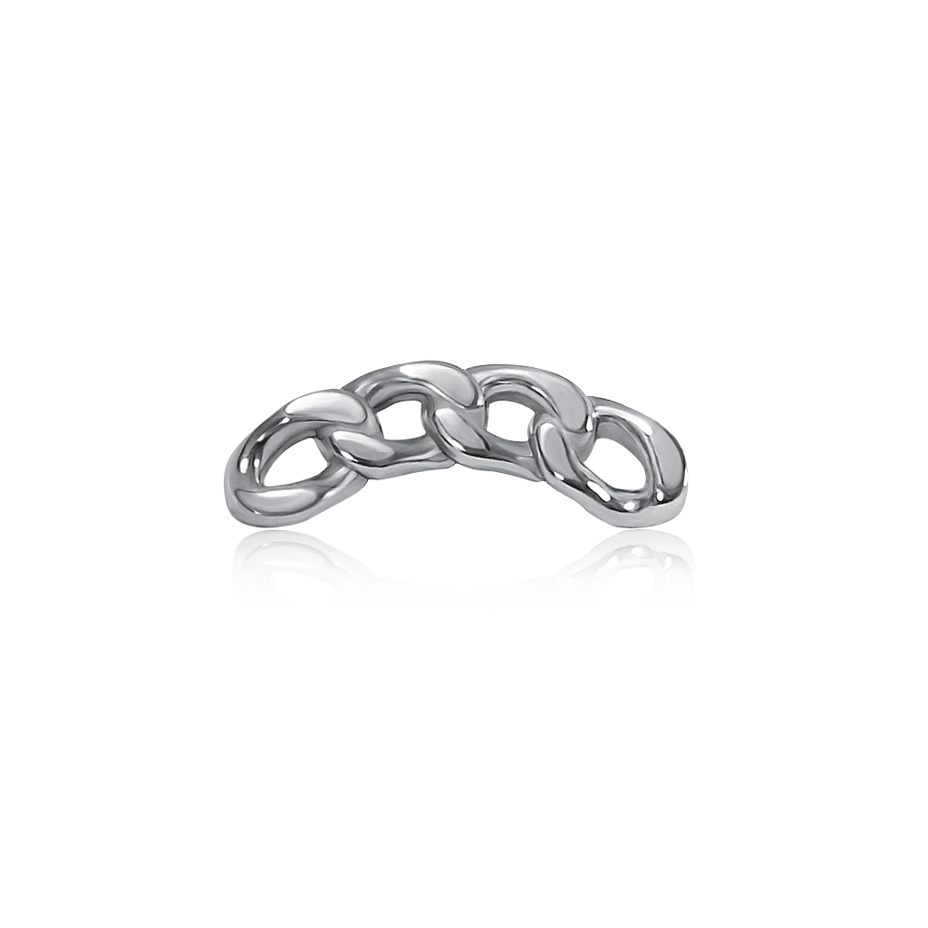 Chunky and bold cuban link piercing ring in 18k white gold