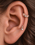 GRÂCE - 18k Rose Gold Diamond & Pearl Piercing Stud