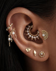 DIHYA - Anneau de Piercing Perles D'eau Douces et Or Jaune 18k