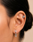18k gold ear piercing jewelry with diamonds, elegant ear cuff and drop earring set for women