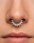 DIHYA - Anneau de Piercing Perles D'eau Douces et Or Gris 18k   