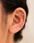 18k gold ear cuff with pearl & diamond stud, luxury piercing jewelry for elegant style