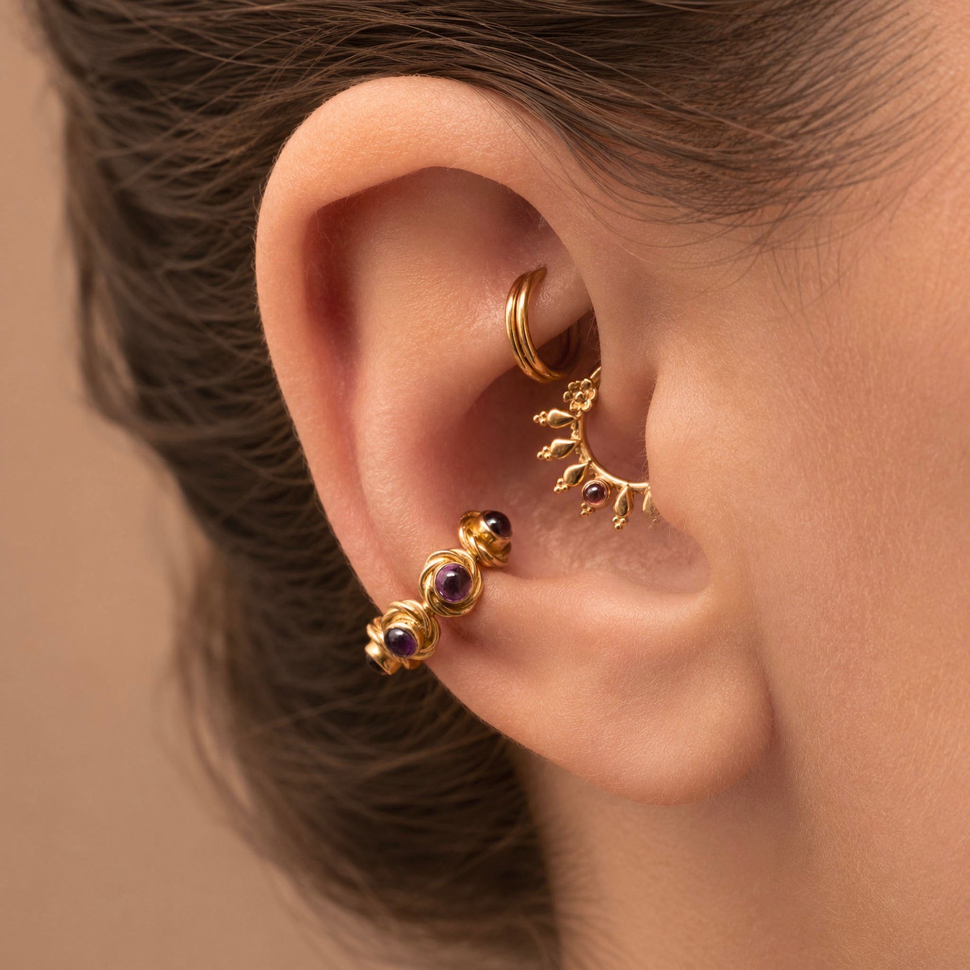 ZOUINA - 18k Yellow Gold &amp; Turquoise Piercing ring